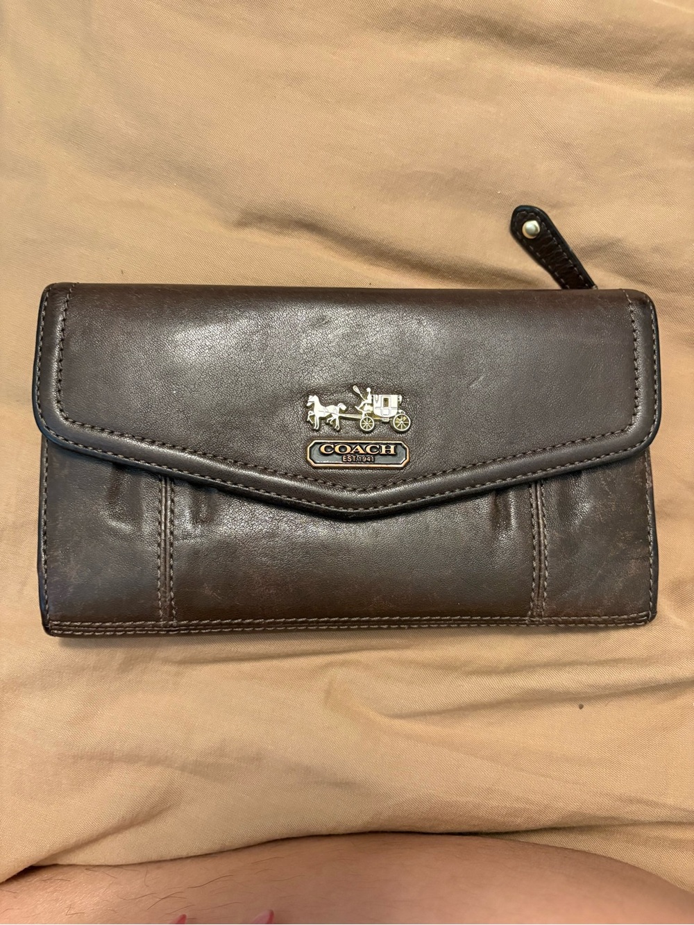 COACH Brown Leather Wallet - Signature Horse & Carriage